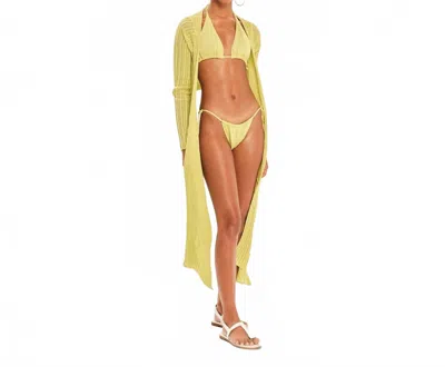 Kourbela Sparkling Staples Knit Bikini In Silver Lime In Yellow