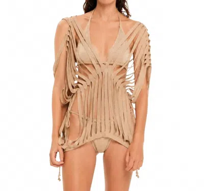 Kourbela Sunshine Nest Knit Blouse In Gold Beige In Nude