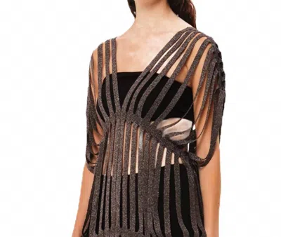 Kourbela Sunshine Nest Knit Blouse In Silver Dark Grey In Black