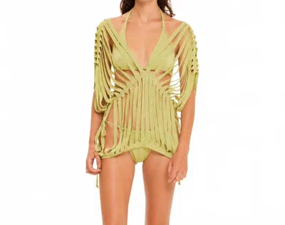 Kourbela Sunshine Nest Knit Blouse In Silver Lime In Multi