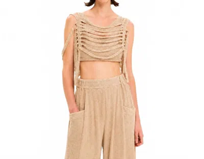 Kourbela Sunshine Nest Knit Top In Gold Beige In Neutral