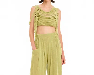 Kourbela Sunshine Nest Knit Top In Silver Lime In Green