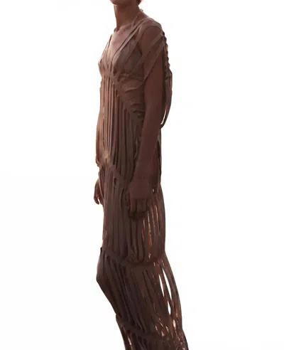 Kourbela Sunshine Nest Knit Tunic Dress In Gold Beige In Brown