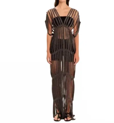 Kourbela Sunshine Nest Knit Tunic Dress In Silver Dark Grey In Black