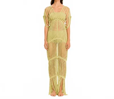 Kourbela Sunshine Nest Knit Tunic Dress In Silver Lime In Yellow