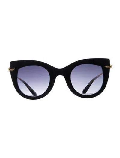 Pre-owned Krewe Cat-eye Gradient Sunglasses In Black/gold