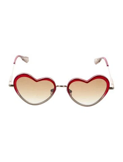 Pre-owned Krewe Heart Gradient Sunglasses In Gold/red