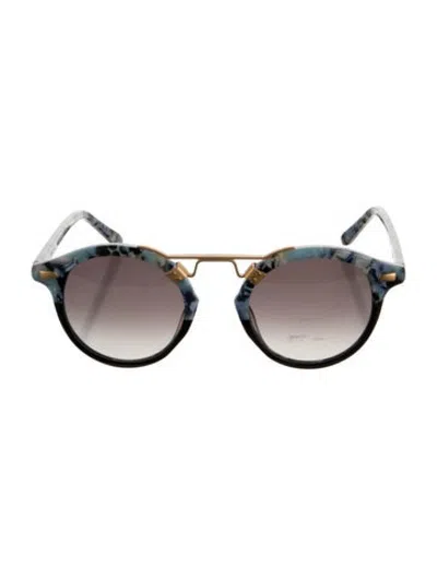 Pre-owned Krewe Round Gradient Sunglasses In Blue