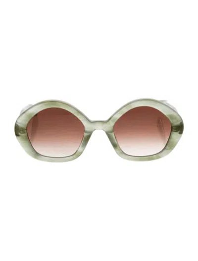 Pre-owned Krewe Round Gradient Sunglasses In Green