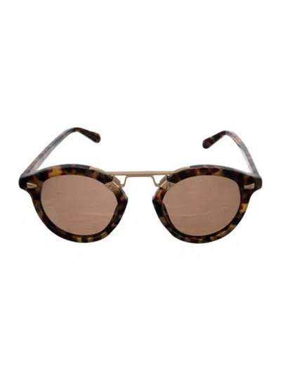 Pre-owned Krewe Round Tinted Sunglasses In Brown