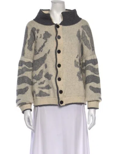 Pre-owned Krizia Patterned Open Front Sweater In Neutrals
