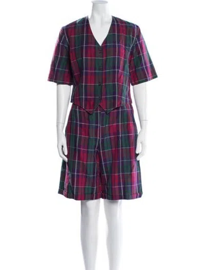 Pre-owned Krizia Vintage Linen Short Set In Multicolor