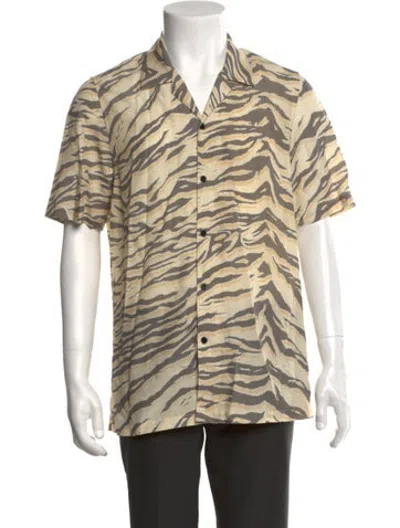 Pre-owned Ksubi Animal Print Short Sleeve Shirt In Green