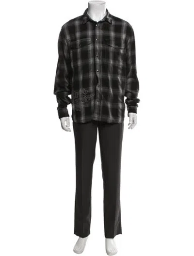 Pre-owned Ksubi Plaid Print Long Sleeve Shirt In Black