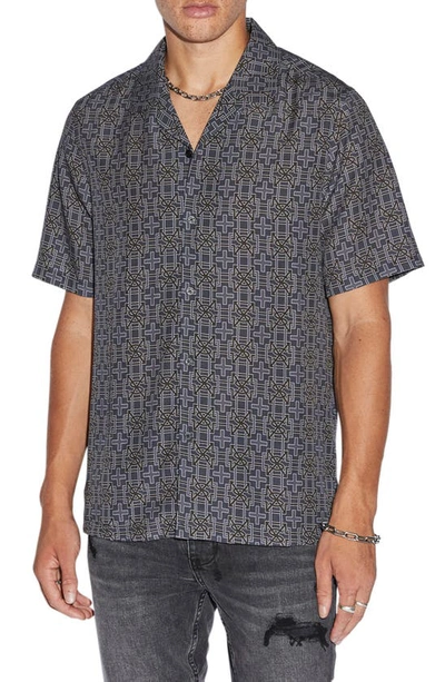 Ksubi Plur Resort Short Sleeve Button-up Shirt In Navy