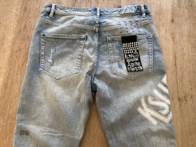 Pre-owned Ksubi Unreleased Sample Chitch Slim Fit With World Tour Print In Denim