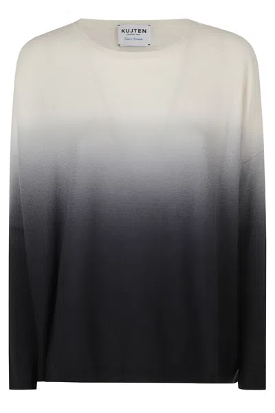 Kujten Jessy Dye Gradient Side Slit Cashmere Sweater In Multi