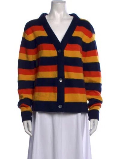 Pre-owned Kule Cashmere Striped Sweater In Orange