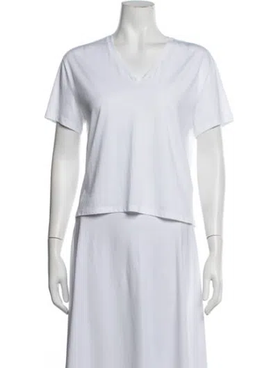 Pre-owned Kule V-neck Short Sleeve T-shirt In White