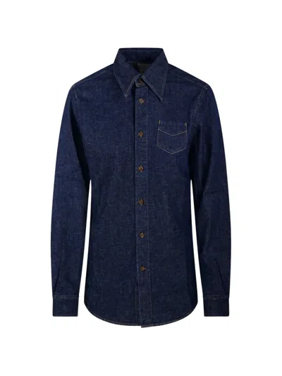 Kuro 00s Button-down Denim Shirt In Blue