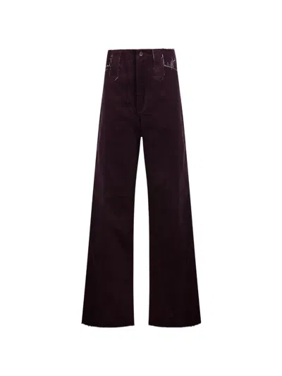 Kuro Raw-cut Corduroy Trousers In Brown