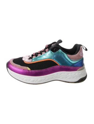 Pre-owned Kurt Geiger Leather Colorblock Pattern Chunky Sneakers In Multicolor