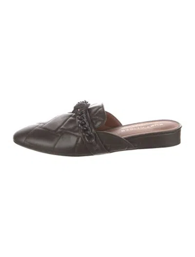 Pre-owned Kurt Geiger Leather Tweed Pattern Mules In Brown
