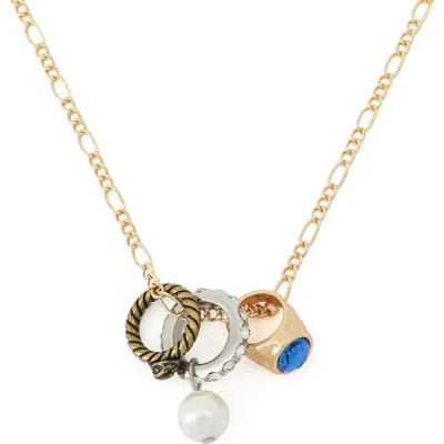 Kurt Geiger London Eagle Ring Charm Pendant Necklace In Blue
