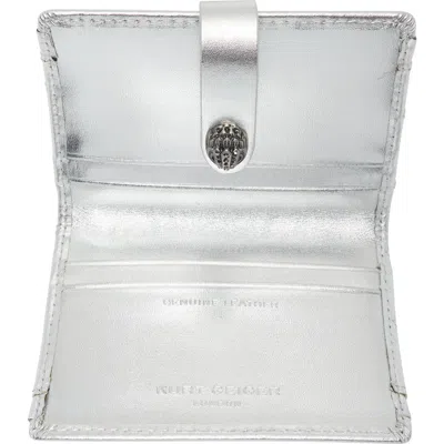 Kurt Geiger London Kensington Leather Multi Card Case In Silver