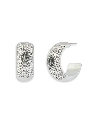 Kurt Geiger Mansion Signature Eagle Pave Hoop Earrings In Silver