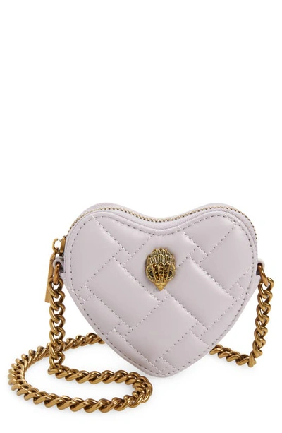 Kurt Geiger Micro Kensington Heart Quilted Leather Crossbody Bag In Light/ Pastel Purple