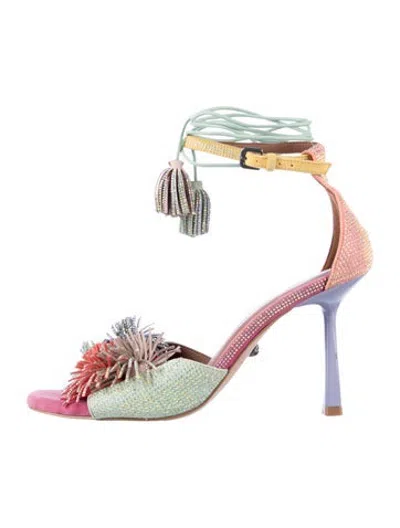 Pre-owned Kurt Geiger Suede Patterned Pumps In Green/pink