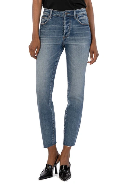 Kut From The Kloth Charlize High Waist Raw Hem Cigarette Jeans In Self