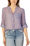Kut From The Kloth Jasmine Chiffon Button-up Shirt In Albi Stripe-lavender