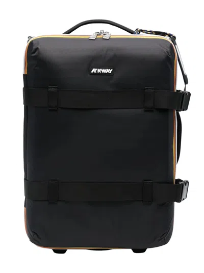 K-way Compact Square-shaped Black Suitcase With Accented Zippers