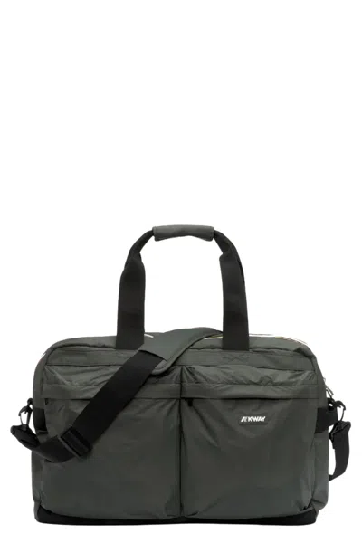 K-way Green Blackish Ardelu Lightweight Nylon Duffle Bag In Grey