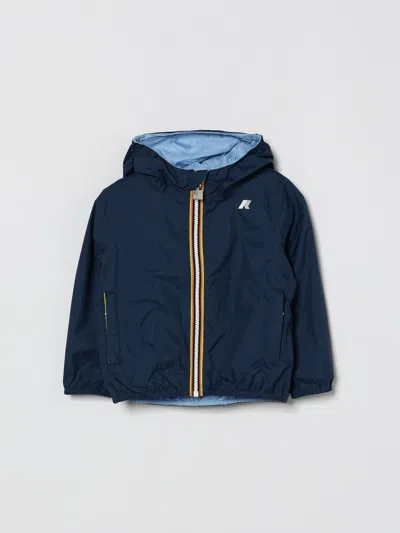 K-way Kids'  Hooded Nylon Jacket In Blue