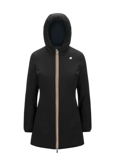 K-way Jacket Denise St Warm Double In Black-blue Depth (a3c)
