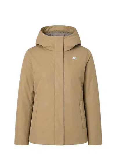 K-way Jacket Lil Twill Soft Beaver In Beige Khaki - Grey Warm (d0s)