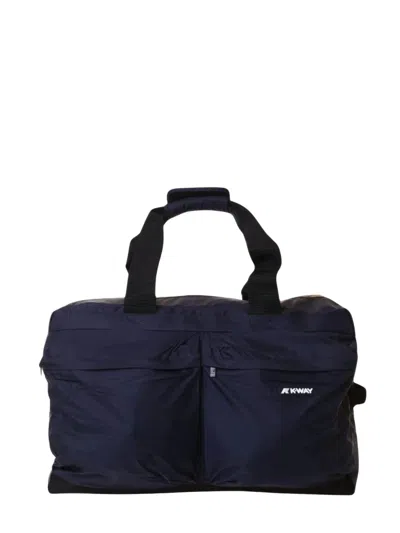 K-way Rectangular Logo-print Holdall Bag With Dual Zip Pockets In Blue