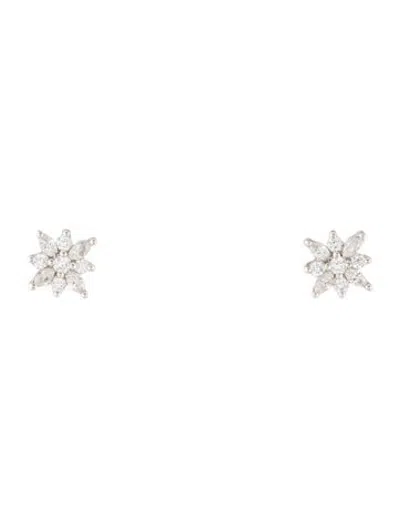 Pre-owned Kwiat 18k Diamond Starburst Stud Earrings In Multicolor