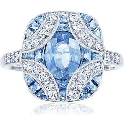 Kwiat 18k Gold Aquamarine & Diamond Ring In Blue