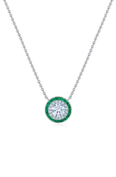 Kwiat Diamond & Emerald Halo Pendant Necklace In Multi