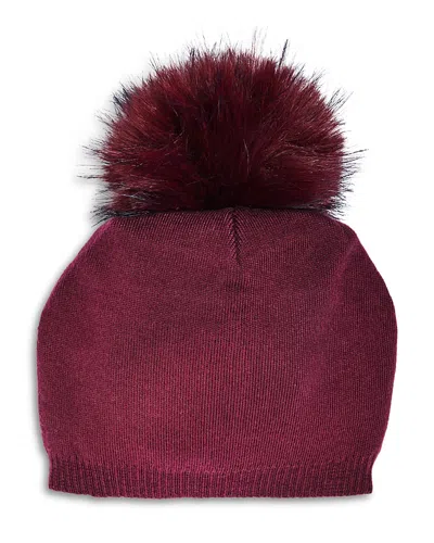 Kyi Kyi Wool & Cashmere Faux Fur Pom-pom Beanie In Burgundy