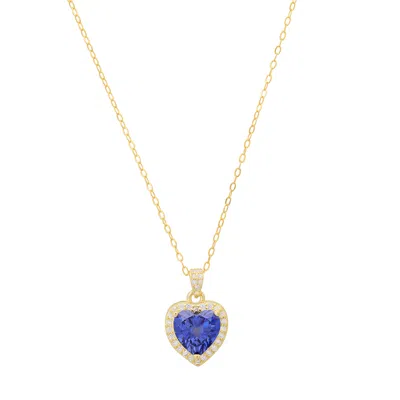 Kylie Harper Women's Gold Heart-cut Tanzanite Halo Pendant Necklace