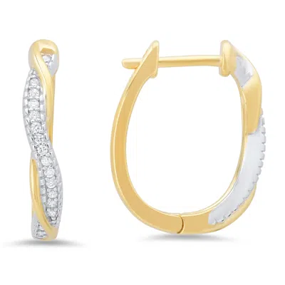 Kylie Harper Women's Gold Sterling Silver Two-tone Diamond Cz Swirl Hoop Earrings
