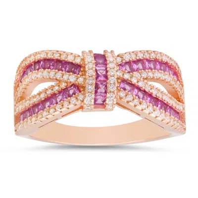 Kylie Harper Women's Rose Gold Pink Sapphire Love Knot Ring
