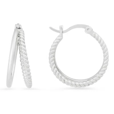 Kylie Harper Women's Sterling Silver Twisted Rope Double Hoop Earrings