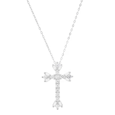 Kylie Harper Women's Sterling Silver Vintage Floral Cross Pendant Necklace