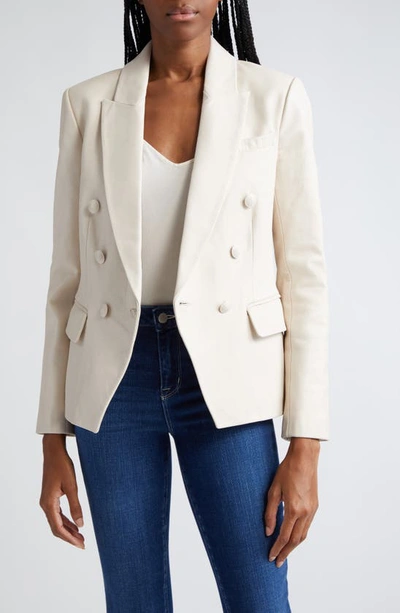 L Agence Kenzie Double Breasted Blazer In Champagne
